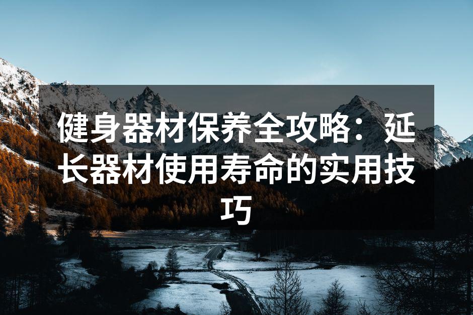 健身器材保养全攻略：延长器材使用寿命的实用技巧